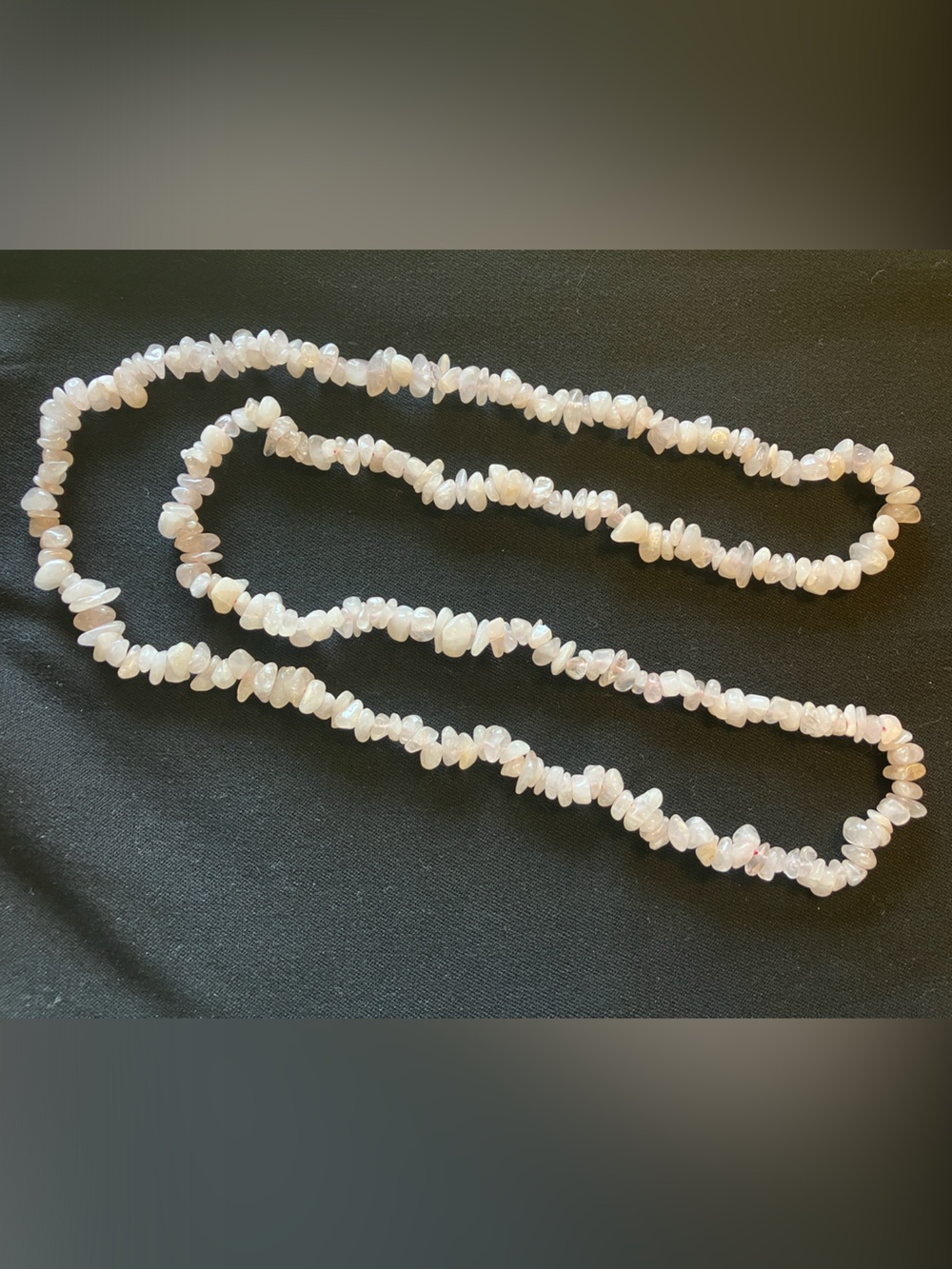 Boho chic Earthy texture rose quartz long vintage necklace